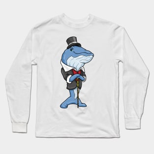 Whale as groom with jacket bow and walking stick Long Sleeve T-Shirt